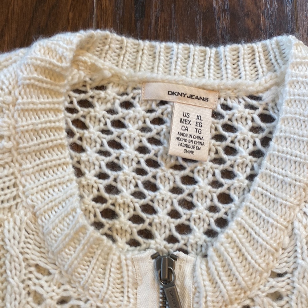 NWT DKNY Cable Knit Front Zipper Sweater Cardigan - Picture 2 of 9
